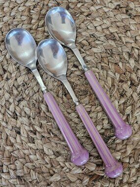 3 Denby Gypsy Soup Spoon 1980s ceramic retro vintage 8" country boho pink flatwa